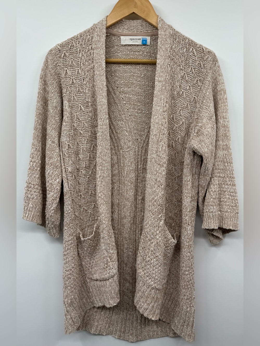 ANTHROPOLOGIE SPARROW Cardigan Knit Chunky Oatmeal Beachy Coastal Kimono Sleeve